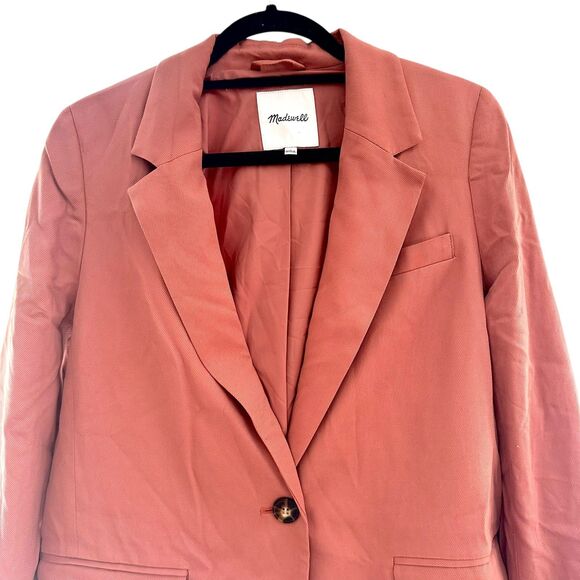 MADEWELL The Larsen Oversized Linen‎ Blend Blazer Drapeweave Salmon Large - Picture 5 of 6